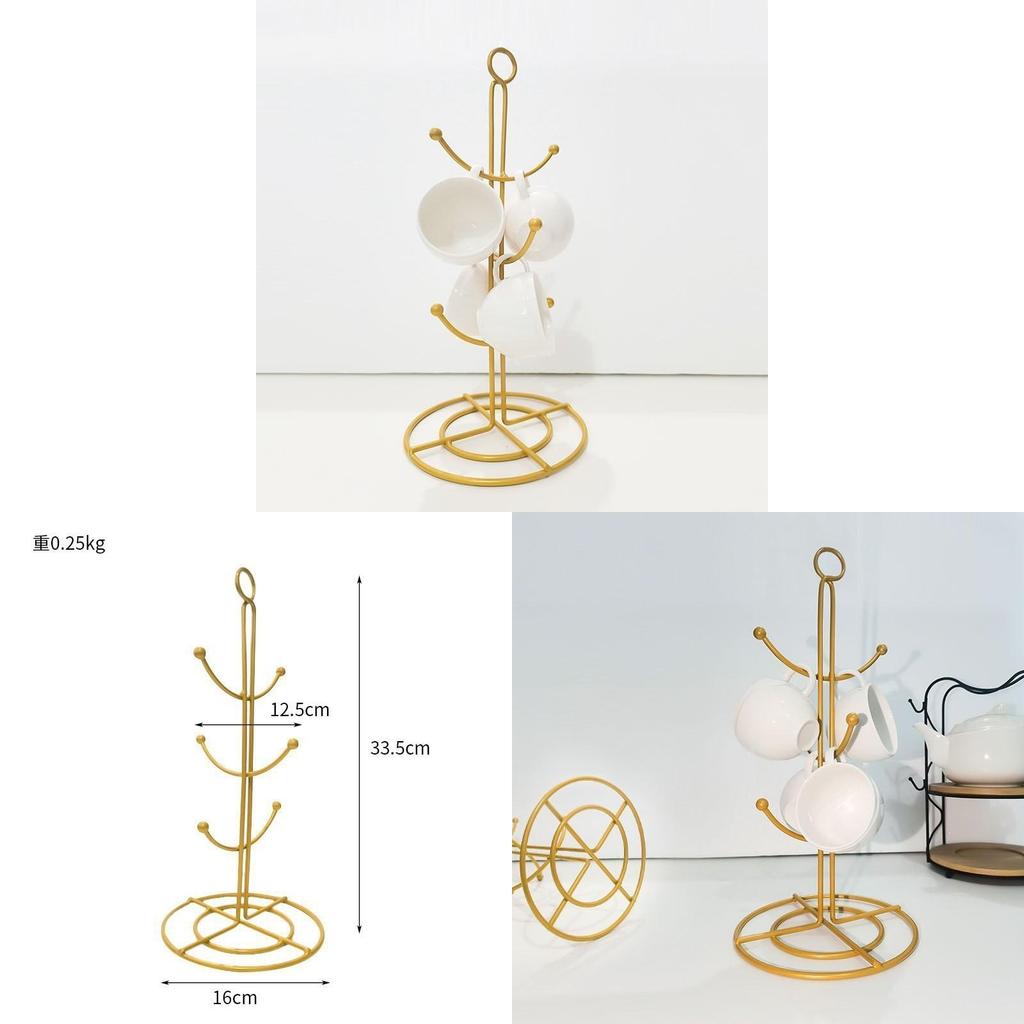Nordic Style Iron Cup Rack With Drip Tray For Kitchen Storage And Organization
