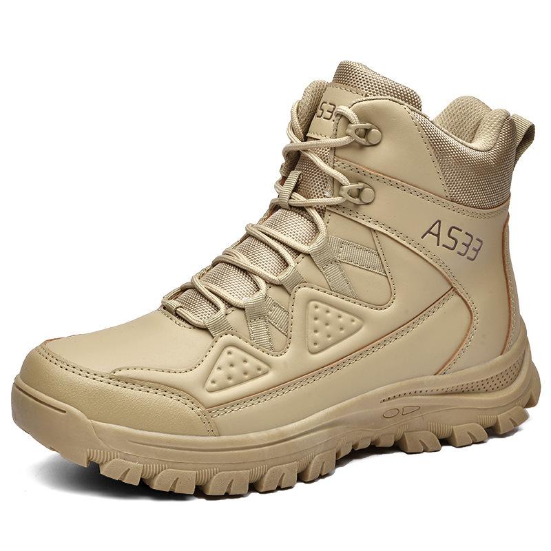 High Top Rubber Sole Outdoor Hiking Shoes Large Size Winter Warm Boots Tactical Training Men's Breathable Martin Shoes