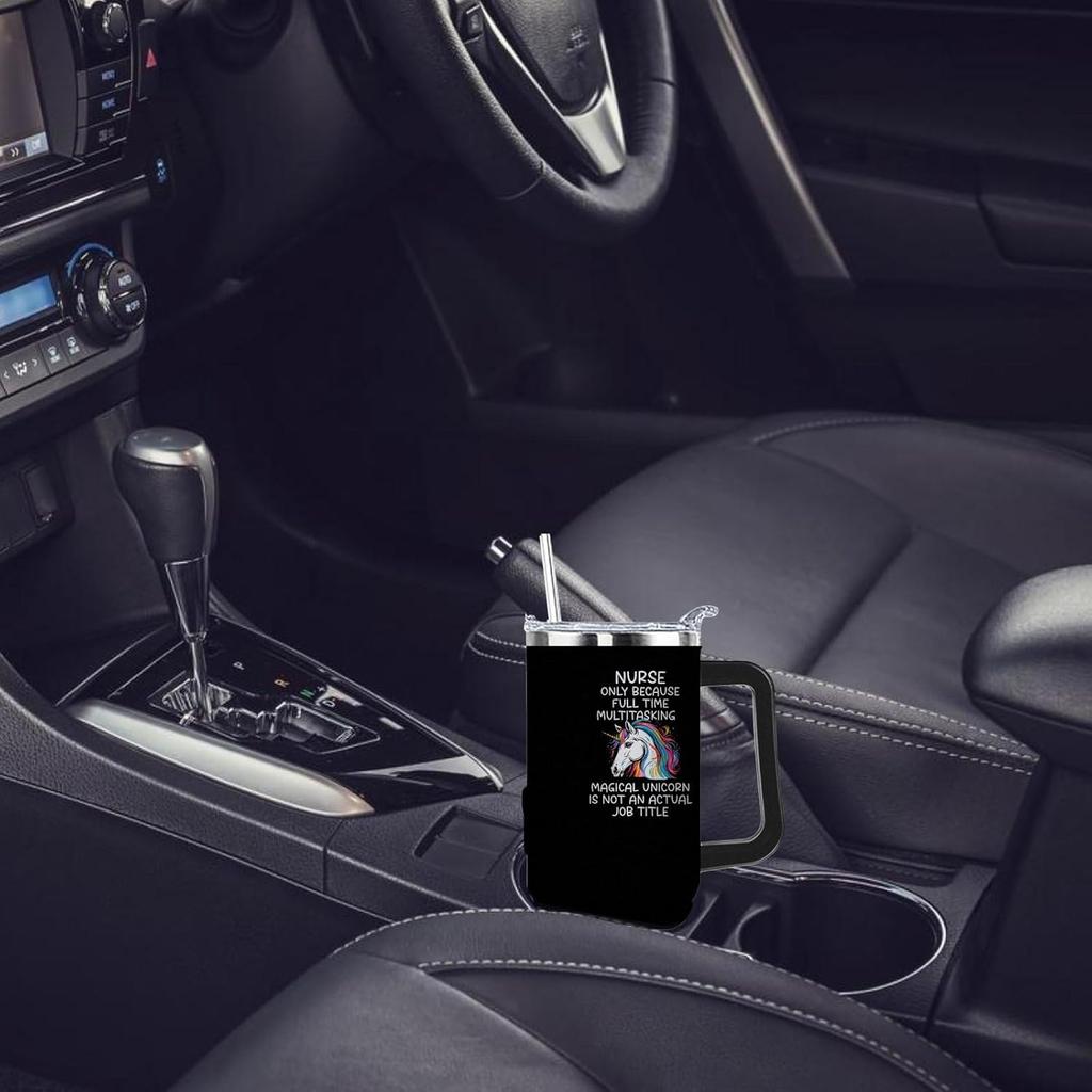 40 Oz Tumbler with Handle and Straw Nurse Only Because Full-Time Multitasking Unicorn Is Not An Actual Job Tumbler Personalized Tumbler with Lid and