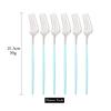 Green Gold 6Pcs Dinner Fork Tableware Dinnerware Stainless Steel Silverware Kitchen Party Flatware Matte Black Cutlery Set