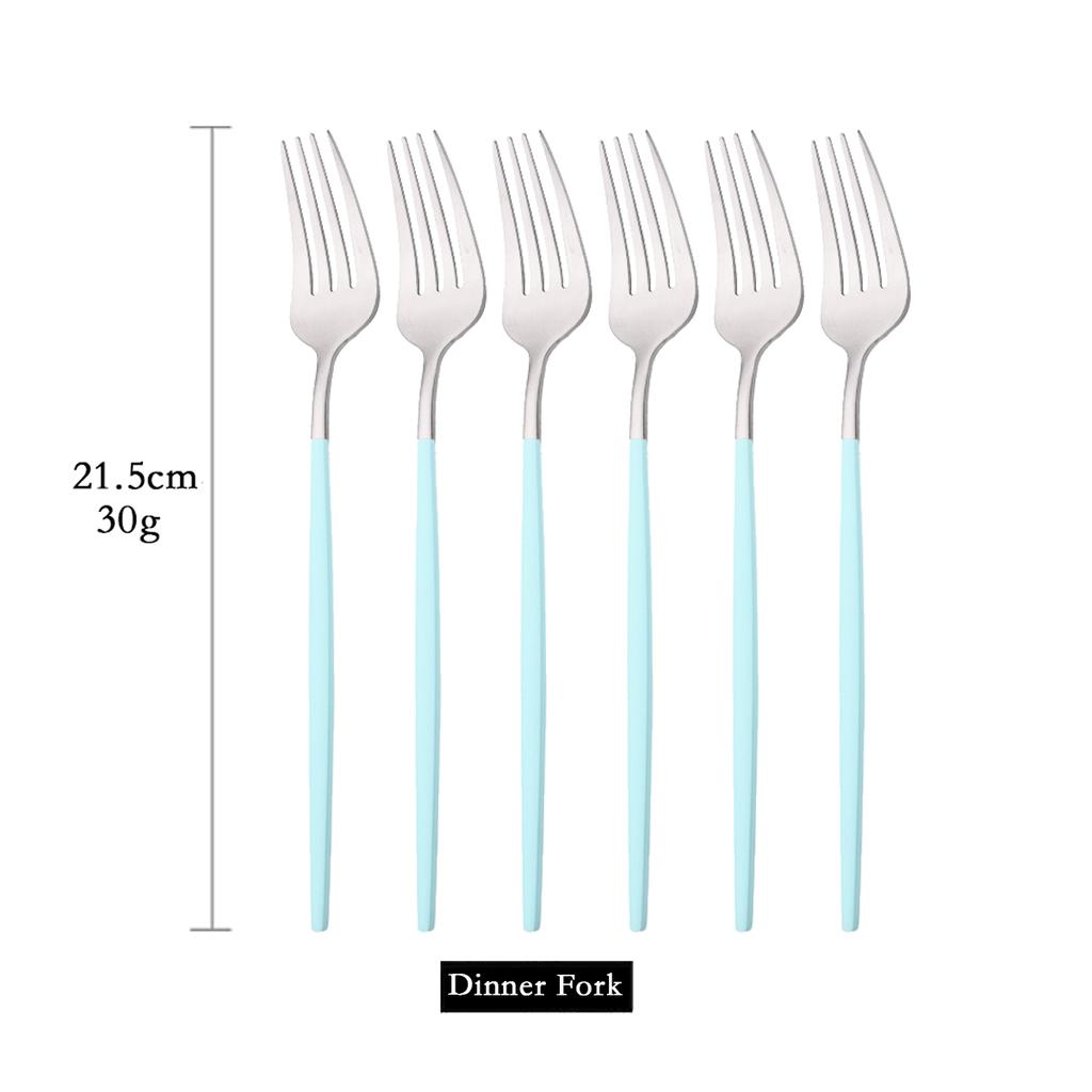 Green Gold 6Pcs Dinner Fork Tableware Dinnerware Stainless Steel Silverware Kitchen Party Flatware Matte Black Cutlery Set