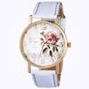 Rose Blume Runde Dia Uhr Frauen Elegante Uhren Faux Leder Band Arabische Zahl Quarz Armbanduhr Montre Femme Weihnachten Geschenk