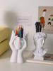 2Pc: Art Flower Pot Multi Functional Makeup Brush Storage Pen Holder David Statue Resin Vase Desktop Storage Home Decoration