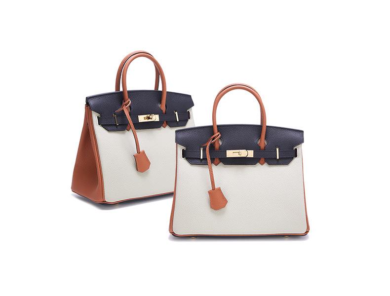 Color Block Genuine Leather Platinum Bag: Large Capacity Togo Cowhide Handbag with Lock - Fashion Shoulder Crossbody