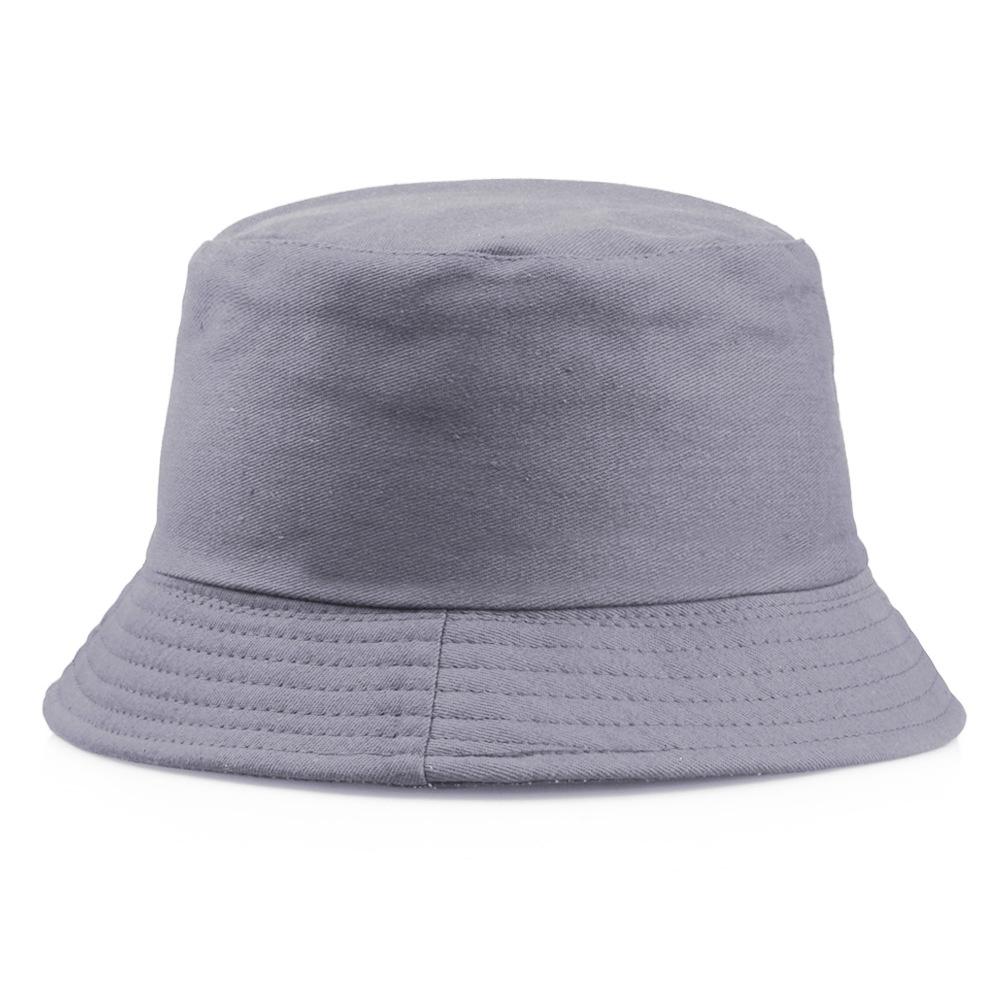 Hwcap Pure Cotton Solid Color Fisherman Hat With Embroidered Logo, Portable Bucket Hat For Sun Protection