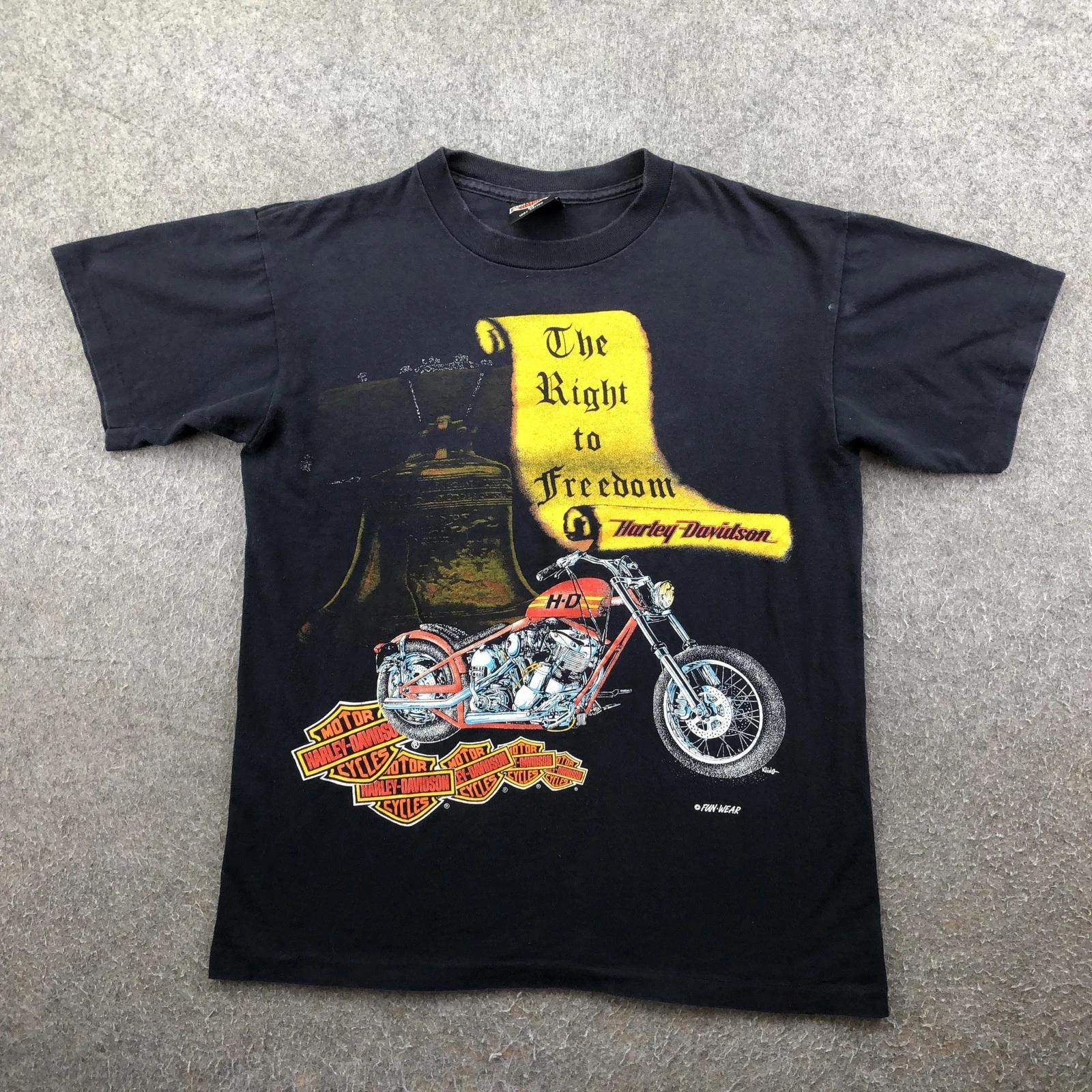 Vintage Harley-Davidson Shirt Mens Medium Black Right To Freedom Motorcycle 80s 3XL