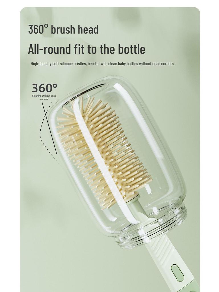 Reise-Babyflaschenbürsten-Set mit Silikon-Saugerbürste, Abtropfgestell, Strohhalm- und Fugenbürsten
