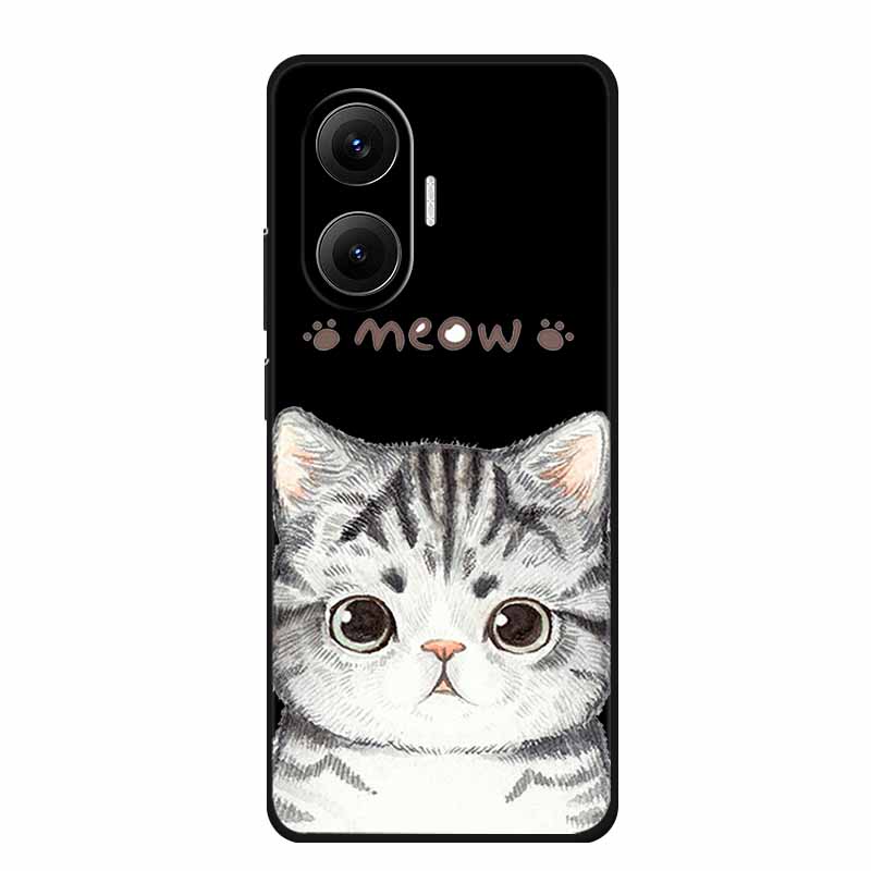 Black Silicone Case For Redmi Turbo 4 Pro A5 4G Case Cartoon Cat Soft Back Cover For Xiaomi Poco X7 Pro C71 Poco M7 4G Plus Case