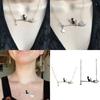 Trendy Cats On Broomstick Pendant Necklace Adjustable Length Neckchain Stylish Choker Accessory for Fashionable Women