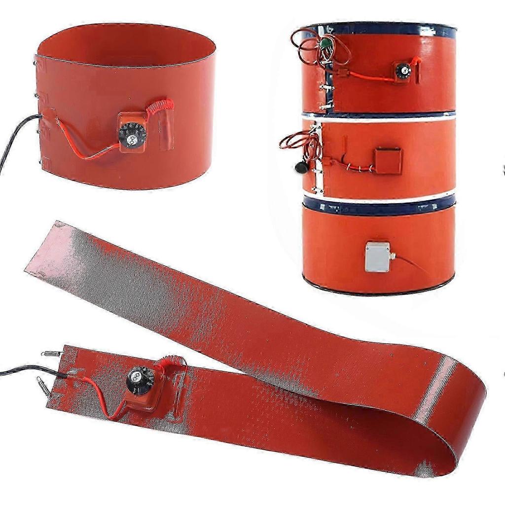 200L Capacity Metal Drum Heater with 1000W Power 30-150°C Range 125mmx1740mm Barrel Size Silicone Heating Pad 220V UK Plug