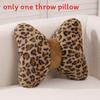 Leopard Print Floral Sofa Cushion With Plush Faux Fur For Home Decor