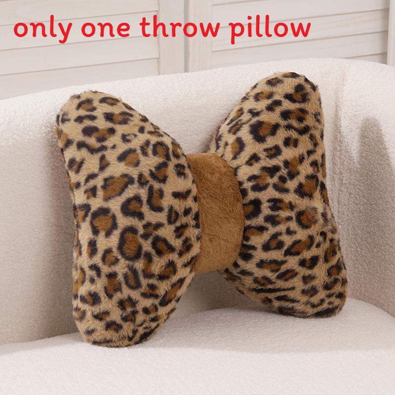 Leopard Print Floral Sofa Cushion With Plush Faux Fur For Home Decor