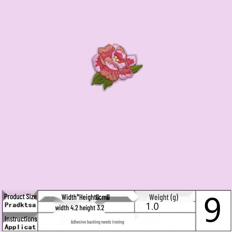 Na Yang Small Rose Embroidery Patch for Clothing - Iron-on Accessory