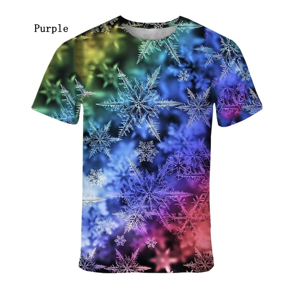Christmas Snowflake 3D Printed Popular Pattern T-shirt Men's and Women's Short Sleeve Printed Christmas Shirt Top