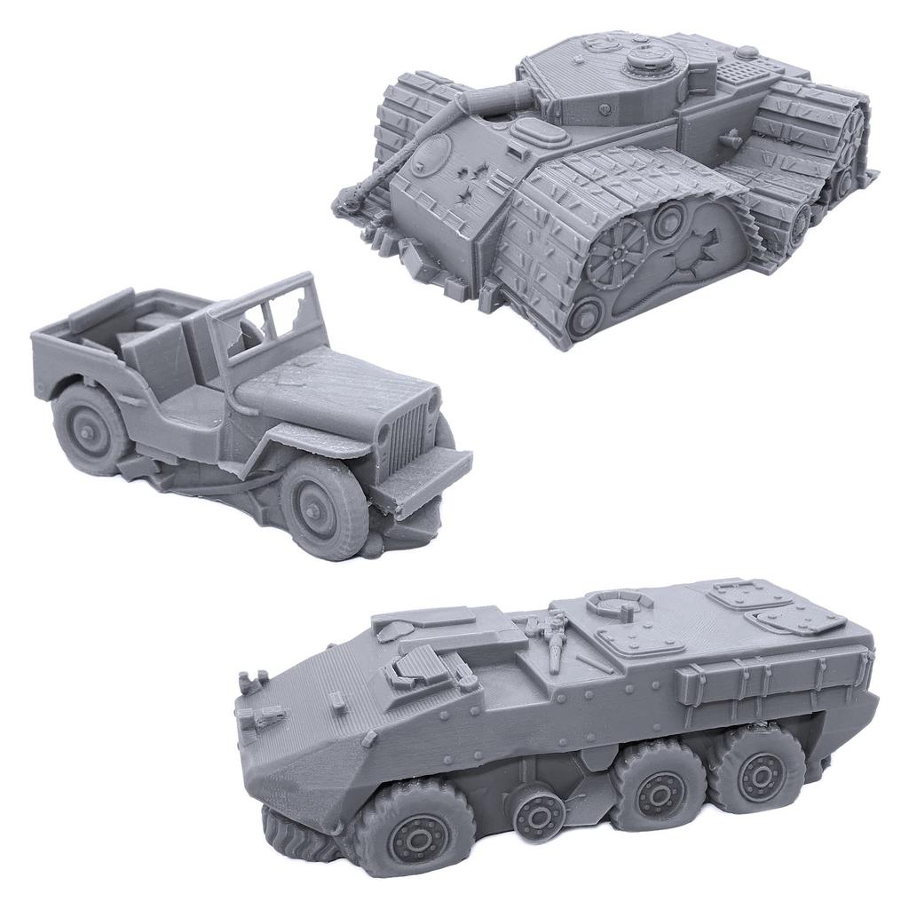 Broken Vehicles Bundle, Tabletop 28mm Miniature Wargame Terrain Scenery, 3D Printable and Paintable, EnderToys