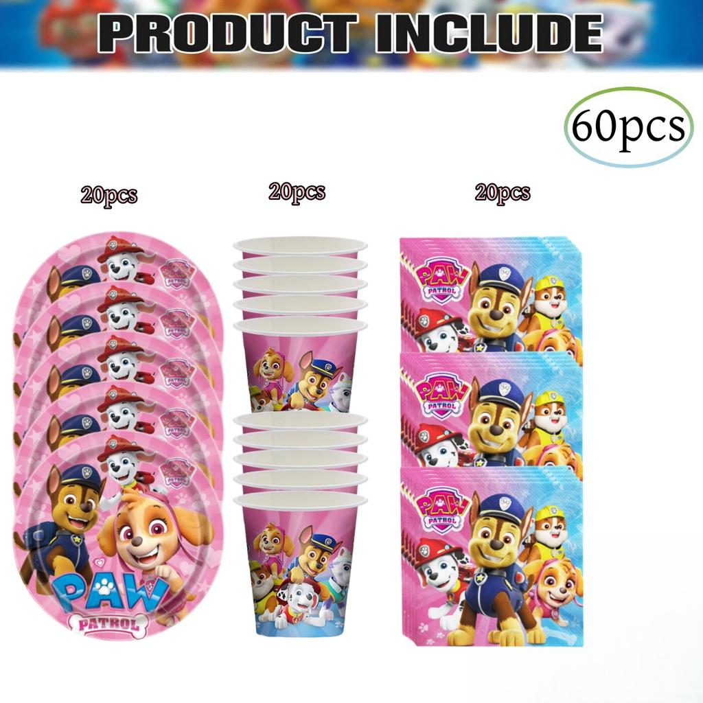 PAW Patrol Doğum Günü Süslemeleri Skye Tek Kullanımlık Sofra Takımı Seti Köpek Masa Örtüsü Tabak Hediye Çantası Bebek Partisi Çocuk Hediyesi Parti Malzemeleri