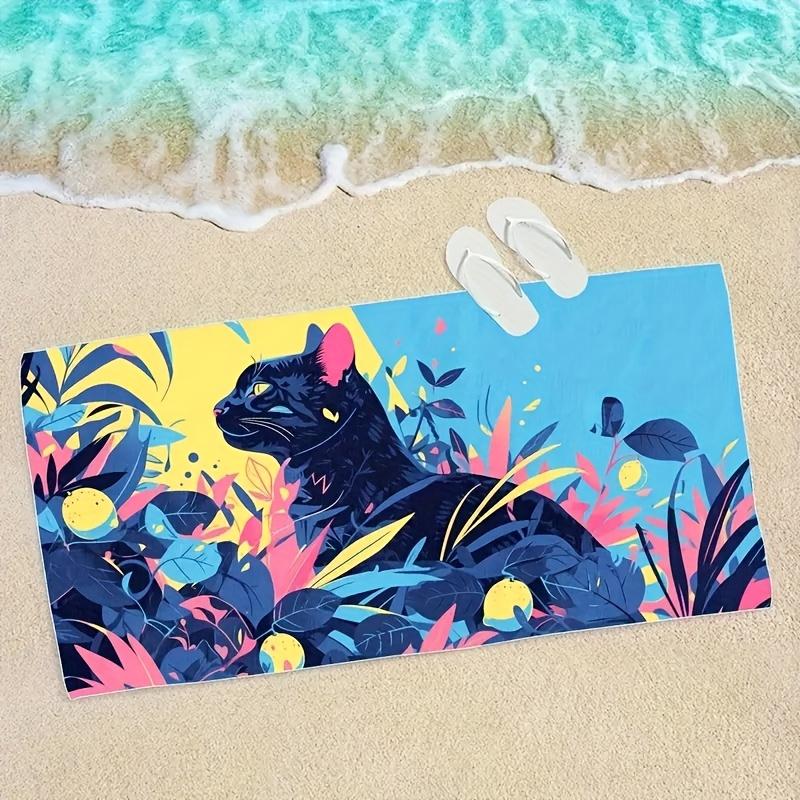 Tropical Cat Bath Towel - Ultra-Soft, Super Absorbent, Quick-Dry, Perfect for Everyday Use - Vibrant Design, Ideal for Gifts
