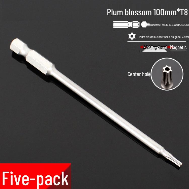 Plum Blossom S2 Magnetic Hex Screwdriver Set - 6.35mm Pneumatic Drill Bit Set