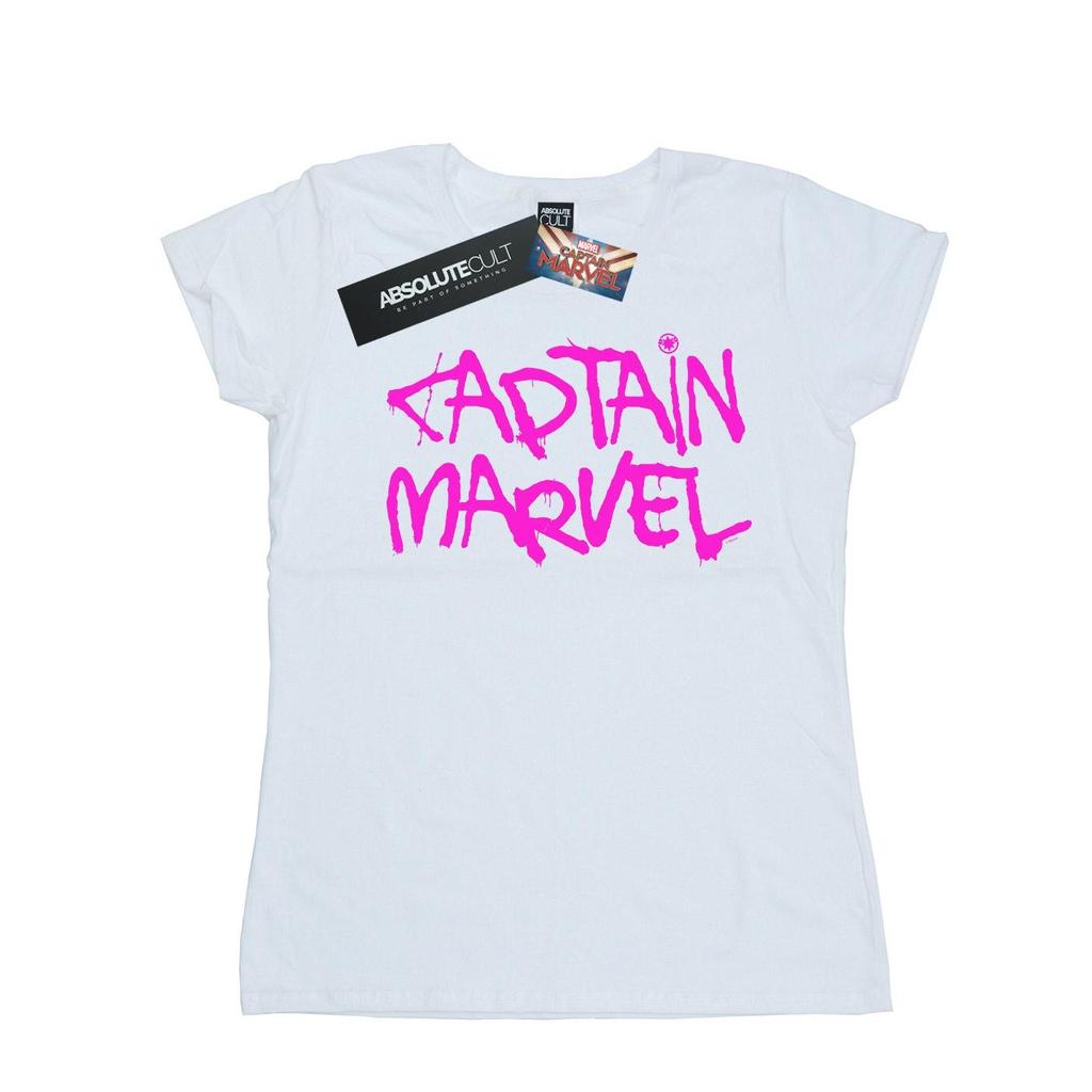 Marvel Womens/Ladies Captain Marvel Spray Text Cotton T-Shirt