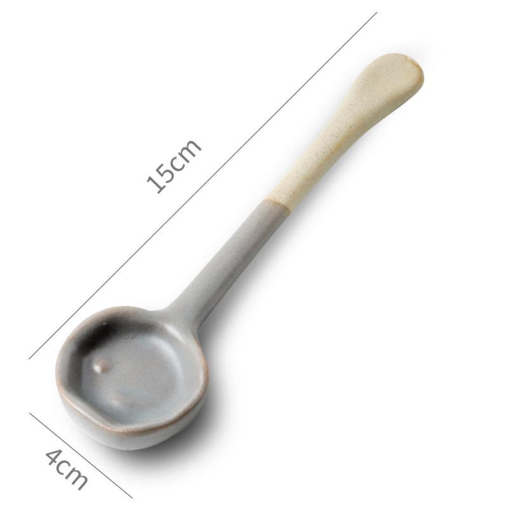 New Vintage Ceramic Spoon Handmade Long-Handle Coffee Scoop Coffee Whisk Afternoon Tea
