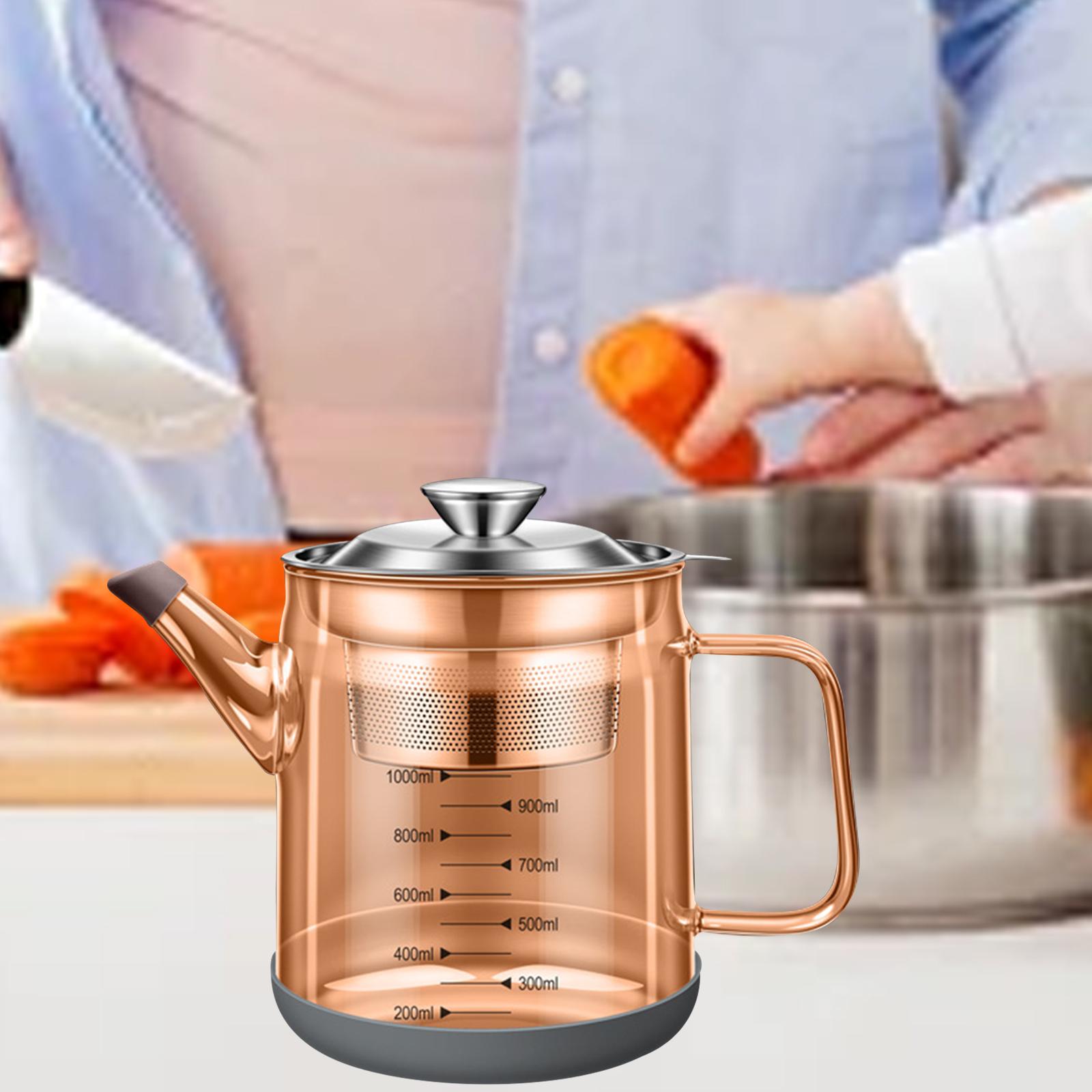 

Стеклянная банка для жира и бекона, контейнер для масла с ситечком для кемпинга, прочный чайник для жарки масла