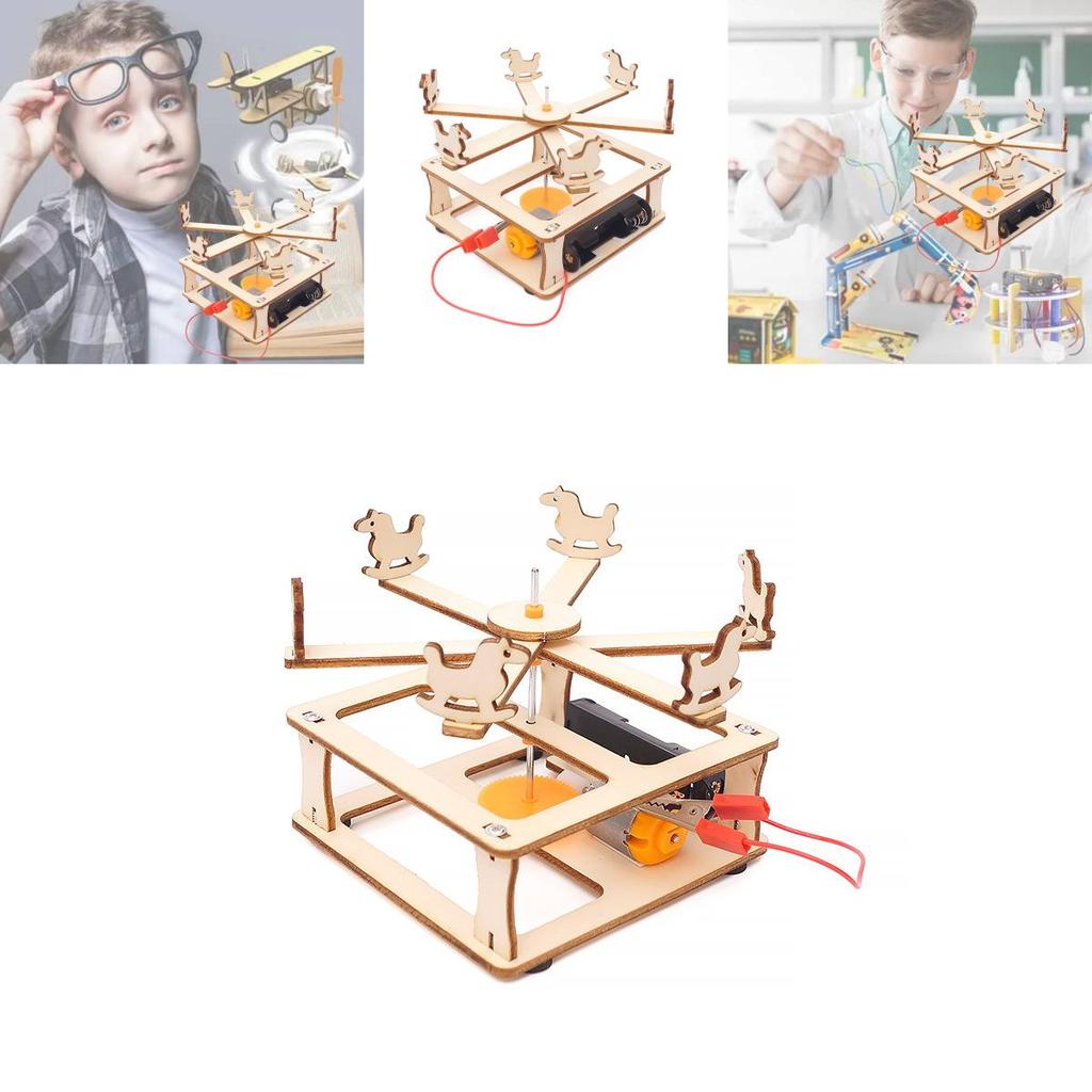 Hölzernes DIY Drehkarussell-Stamm Lernspielzeug für Kinder Handgemachtes Wissenschaftsexperiment