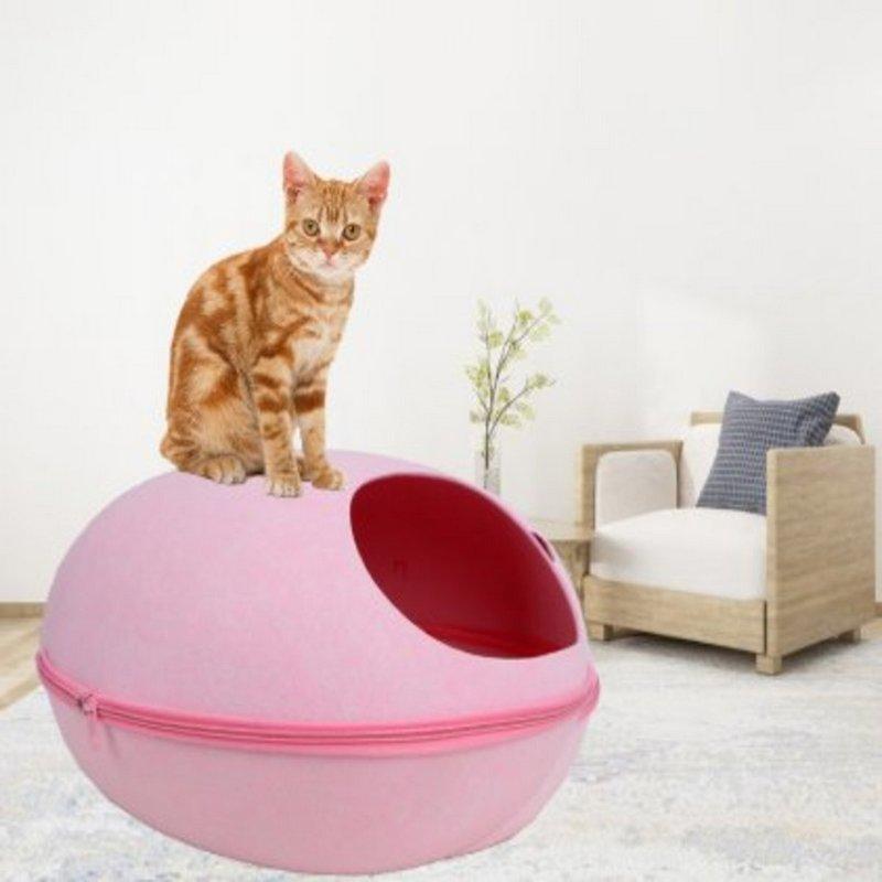 

Felt cat nest universal semi-enclosed semi-enclosed detachable and washable breathable eggshell nest for all seasons розовый