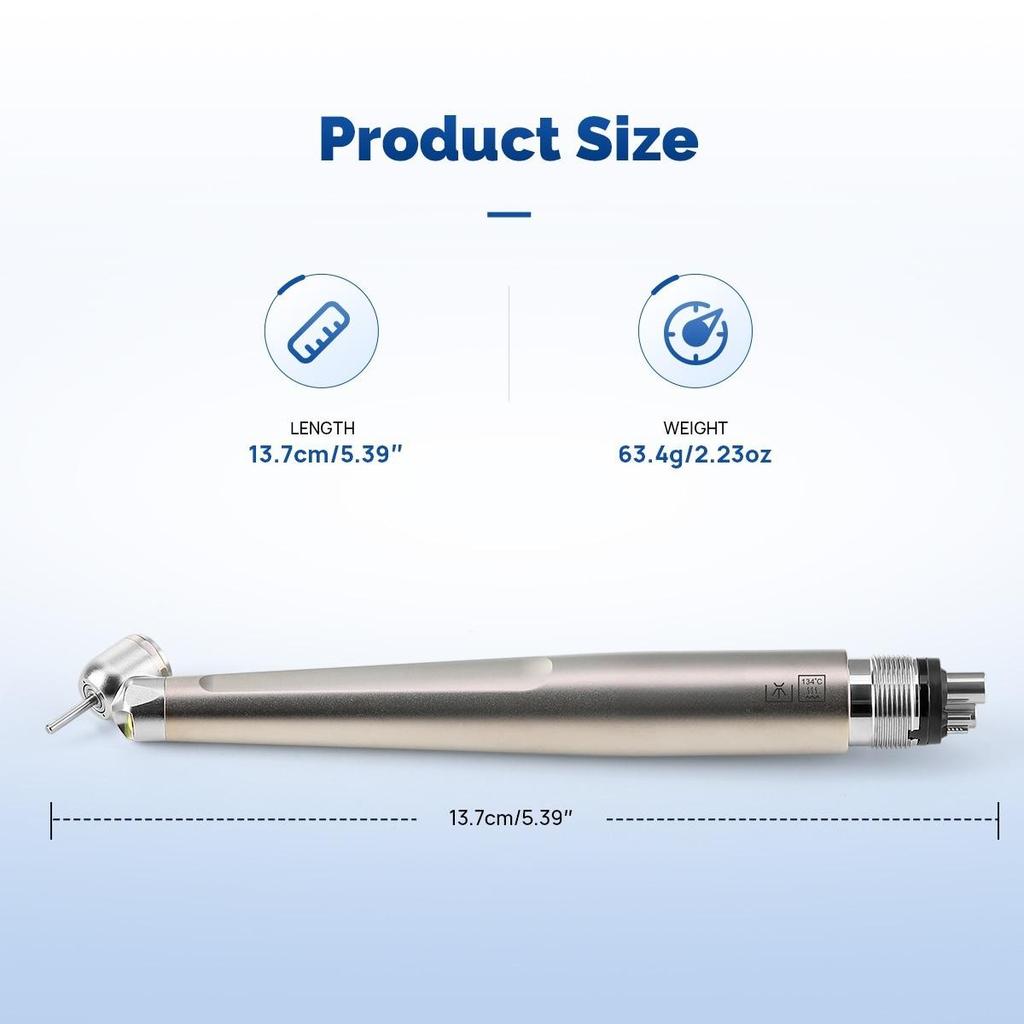 Dental 45 Degree E-generator High Speed Handpiece LED Titanium Plating Standard Head Single Water Spray Handpiece 4 Holes