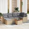 7-piece Garden Sofa Set with Beige Poly Rattan Acacia Cushions, 2-seater Garden Sofa with Storage 3356145