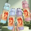 1PC Bowie Male Singer Vintage Portrait Print 750ml Colorful Plastic Sports Water Bottle Leakproof Pop Up Lid with Straw for Outdoor Work Home Use