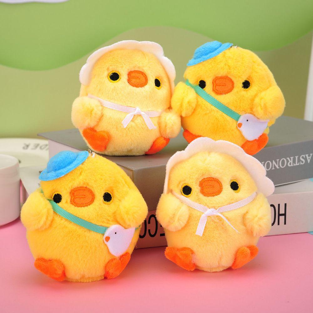 Hanging Schoolbag Pendant Plush Keychain Keyring Chicken Plush Toy Little Yellow Chicken Pendant