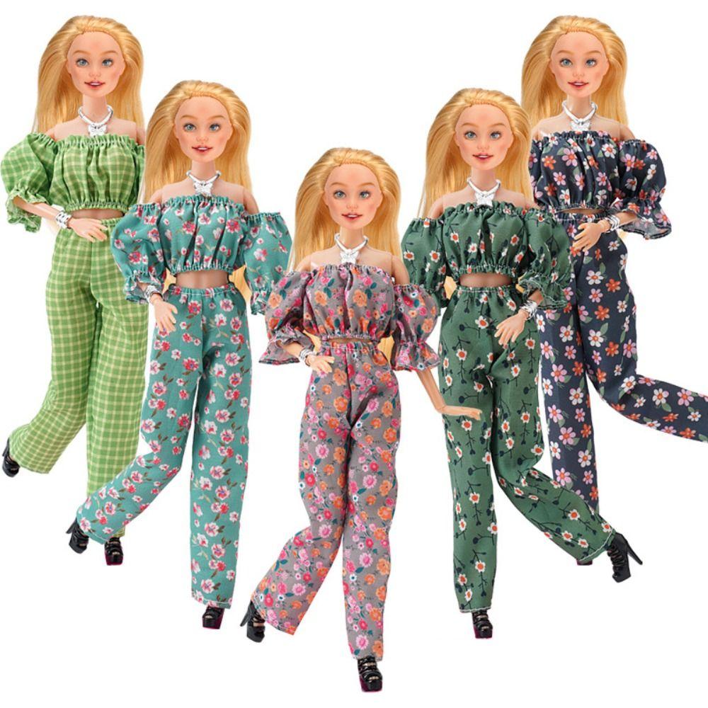 Handmade Fashion Doll Pants Casual Wear Bubble Sleeves Tops Girl Party Clothes for 30cm Dolls