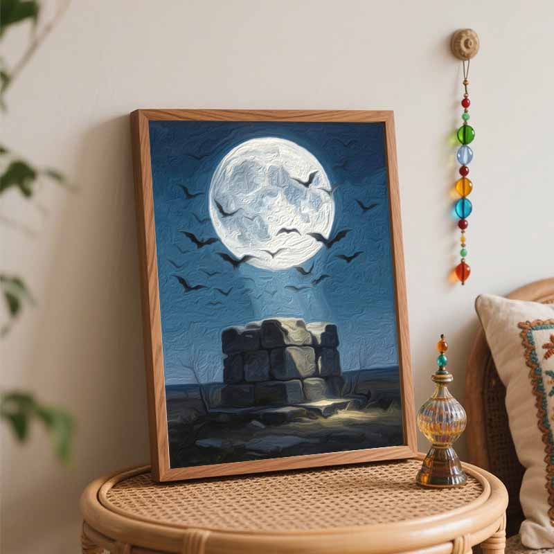 Halloween Bats Moon Stone Digital Oil Painting Coloring Painting Hand Painting Home Decoration