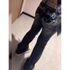 Summer Y2K Fashion Retro Punk Low Waist Casual Embroidery Diamond Jeans Blue Wings Pattern Embroidered Leg Slim Pants