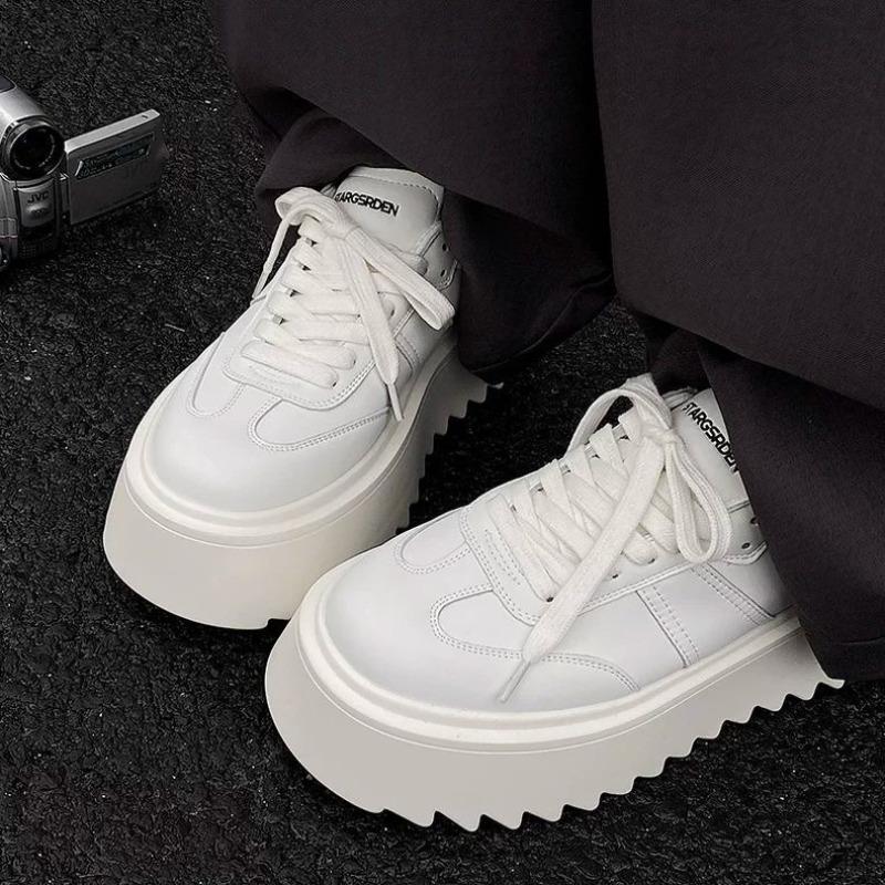 Fashion Men Thick-soled Casual Sports Shoes High-end Matte Big-headed Derby Shoes High Quality Platform British Casual Leather Men Shoes