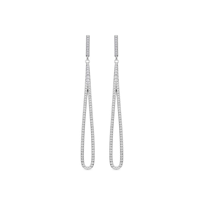 Luxenter Boucles d'oreilles en argent 925 et zirconium brillant plaqué finition en rhodié - Xiyah