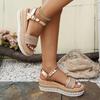 Fashion Women's Shoes Platform Wedgs Sandals Women Summer Woven Rivets Thick Bottom Sandles Woman Fashion Crystal Ankle Buckle Sandalias