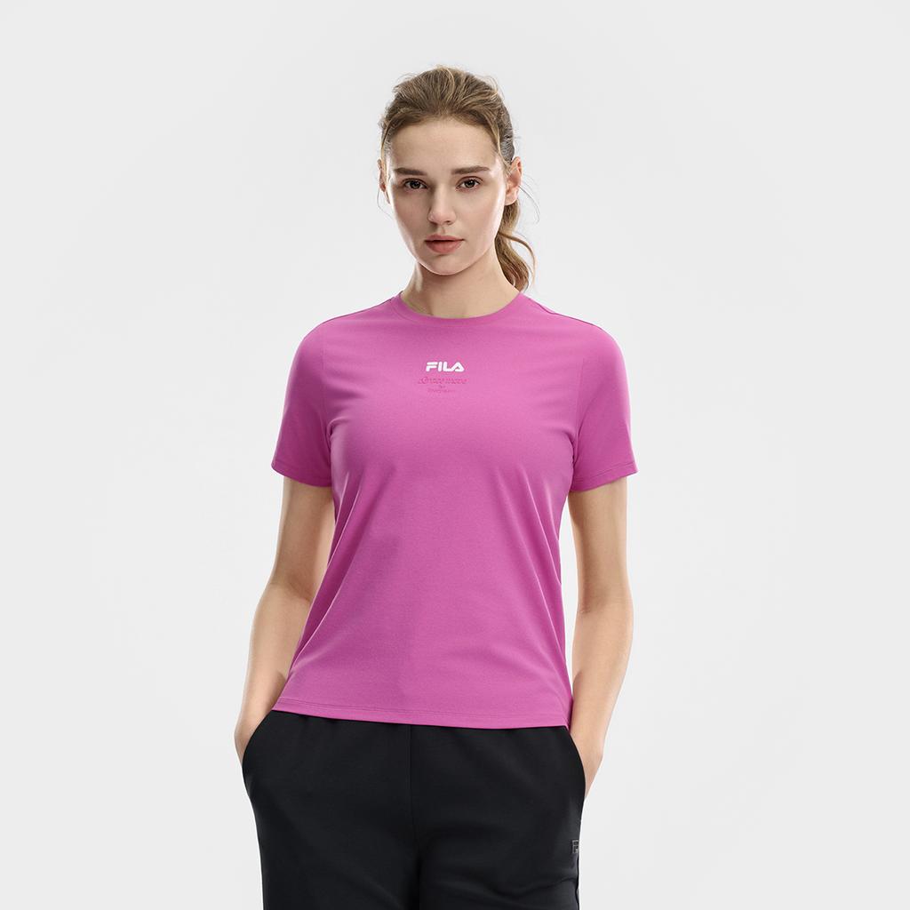 Fila Fitness Basic Comfortable Short Sleeve T-Shirt Women Tops Rose-Purple A11W621102FVT