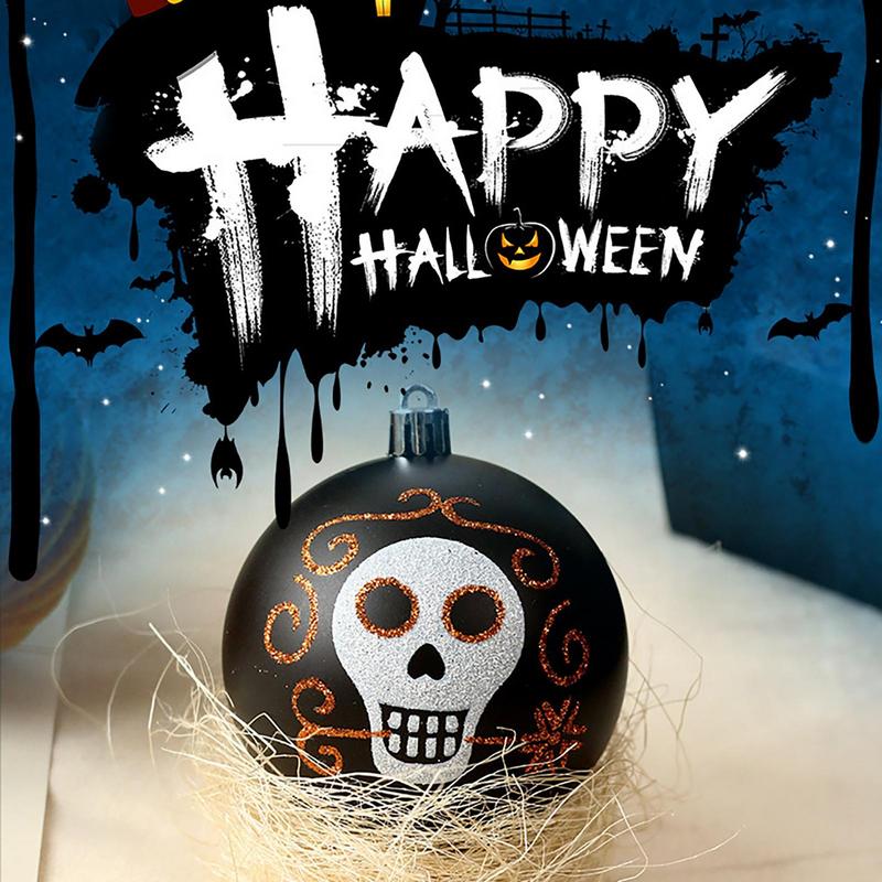 Halloween Ornaments For Tree Halloween Tree Ornaments Skulls & Pumpkins Pattern Ball Decor Portable Halloween Supplies Colorful