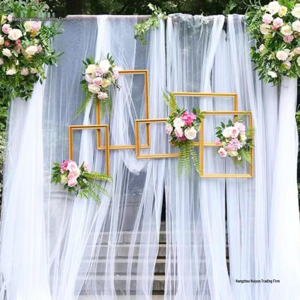 White Gauze Wedding Arch & Ceiling Drape – Chinese Style Outdoor Photo Backdrop