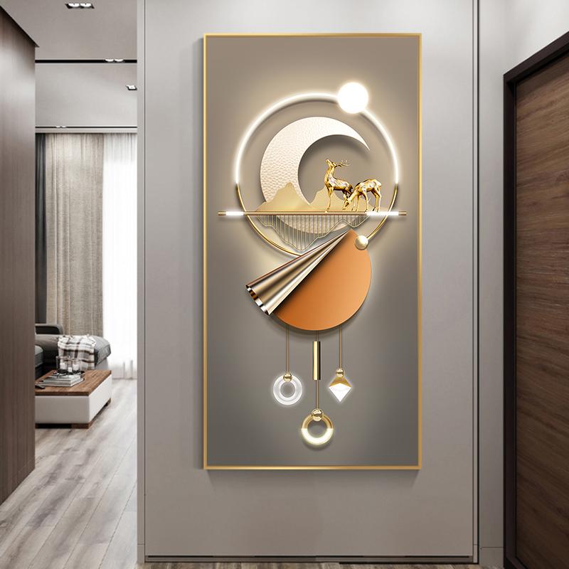 Abstract Leaf Light Luxury Butterfly Canvas Painting Deer Moon Decorative Wall Art Golden Living Room Bedroom Decor Cuadros