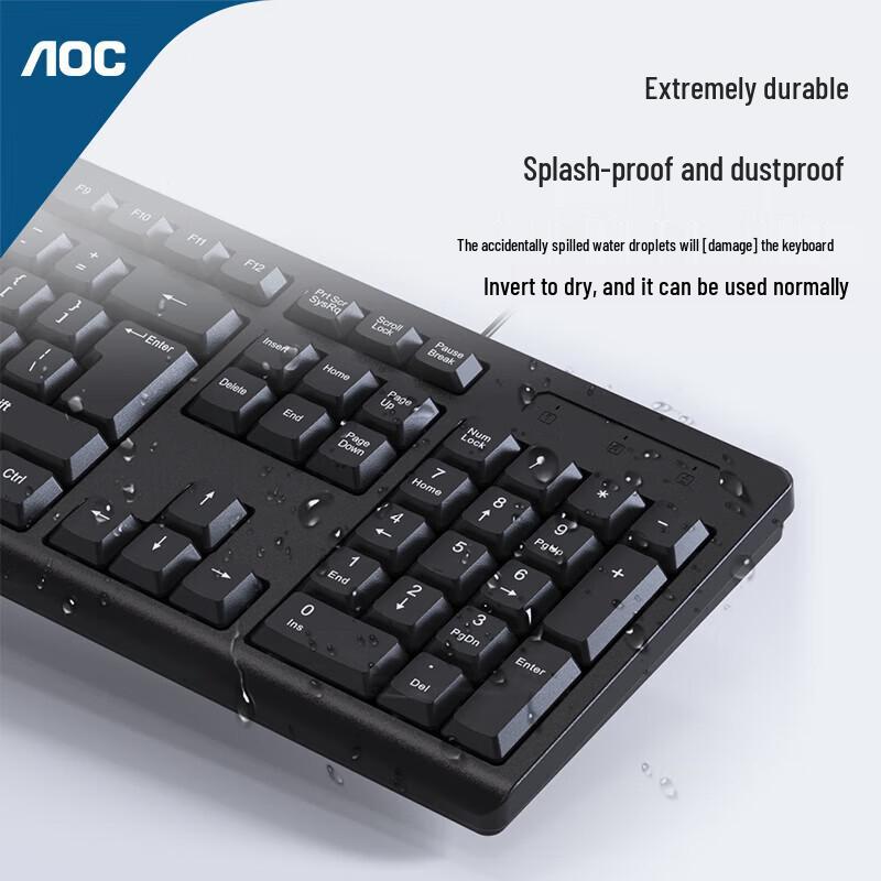 AOC KM160 Wired Keyboard and Mouse Combo with Mouse Pad