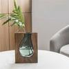 AB34-Flower Arrangement Bottle Modern Hydroponic Flower Holder Exquisite Wooden Glass Vase Transparent Flower Pot For Homestay