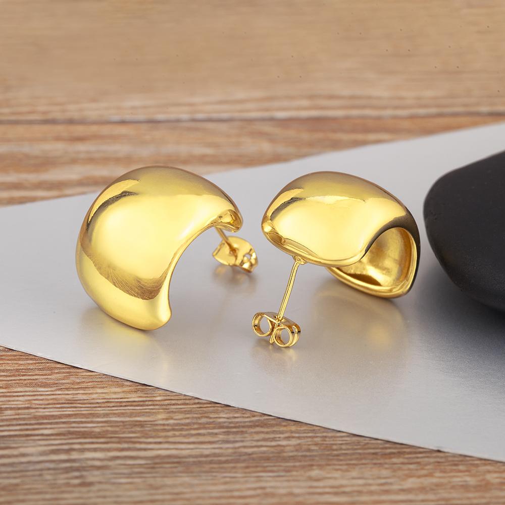Nidin High Quality Belt Shape Smooth Copper Charm Stud Earrings For Women Vintage Ear Jewelry Party Wholesale Accessories Gifts