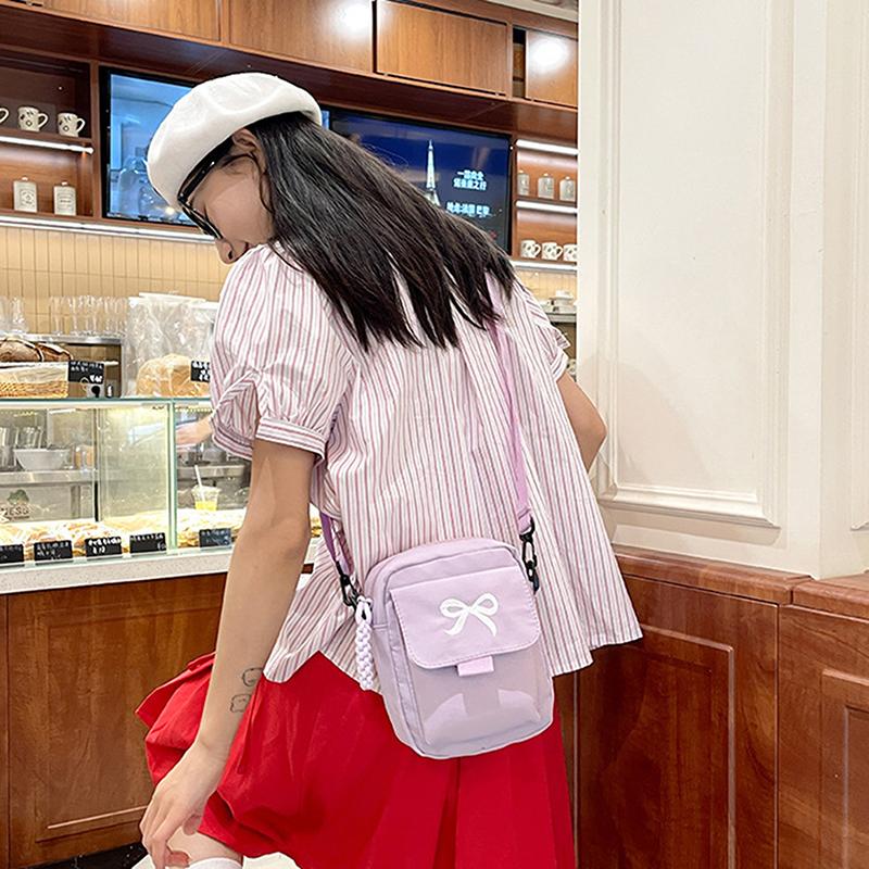 Women Bow Fashion Shoulder Bag Adjustable Strap Trendy Crossbody Bag Solid Color Daily Sports Messenger Bag Purses And Handbags