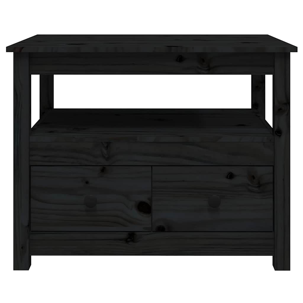 Vidaxl Stolik Kawowy, Czarny, 71X49X55 Cm, Lite Drewno Sosnowe