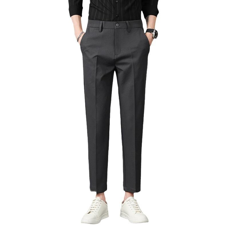 Nine-point Light Luxury Men's Casual Small Trousers Autumn New Elastic Elastic Waist Young Men's Trousers