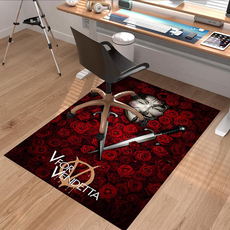 V Vendetta Mask Carpet For Playroom Bedroom Living Room Sofa Home Decorkids Game Area Rug Nonslip Floor Mat