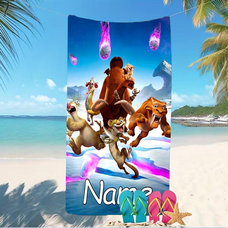 Personalisierbare Strandtücher mit Designs zum Thema Ice Age – Die Entstehung der Dinosaurier. Geeignet für den Strand, Yoga, Sport.;ideal als Strandzubehör
