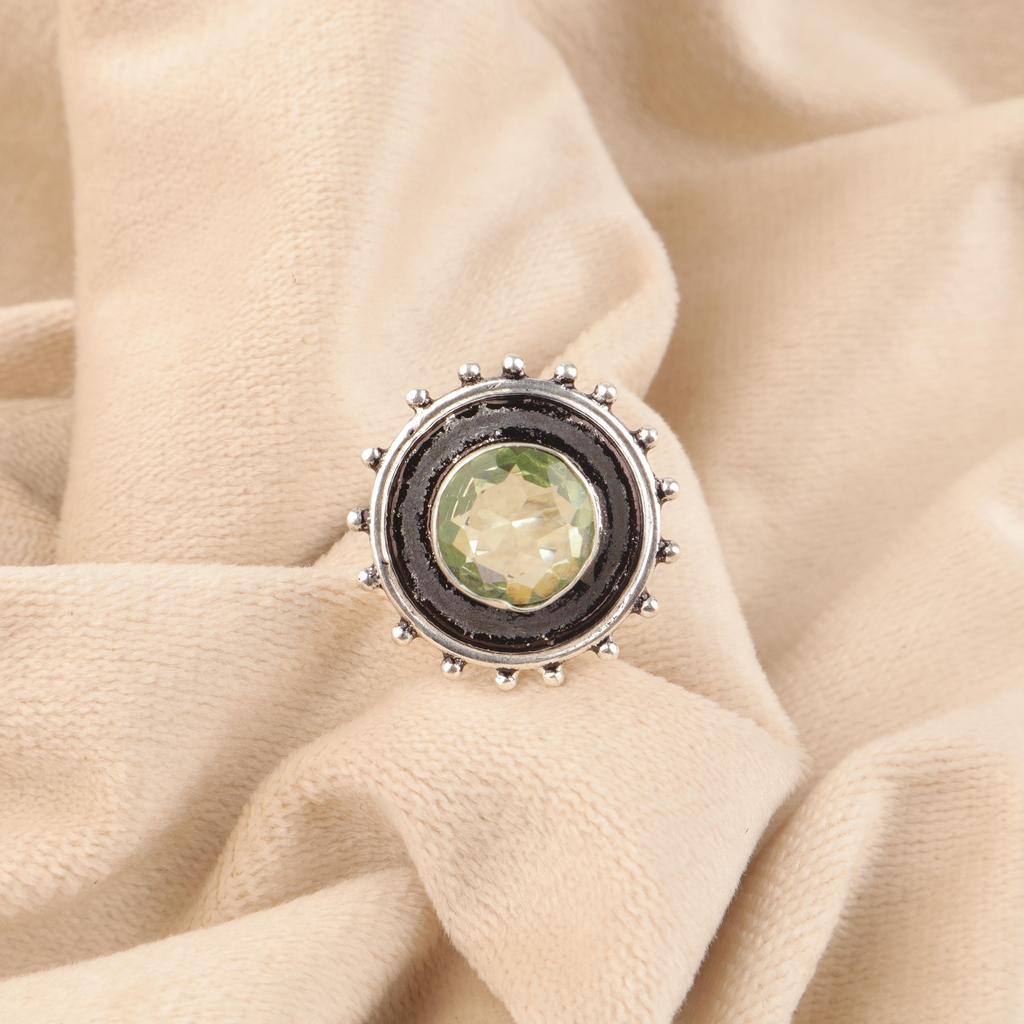 Green Amethyst Gemstone Ring Jewelry, Handmade Gorgeous Silver Ring, 925 Sterling Silver Jewelry For Wedding Gift